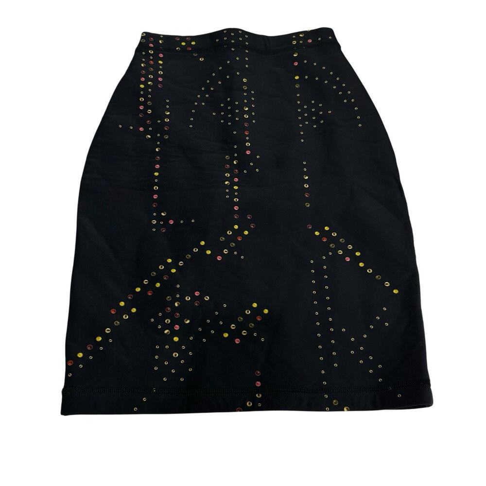 Cynthia Rowley black scuba pencil Circular Polka Dot Geometric Pencil skirt Sz 0